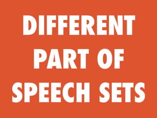 DIFFERENT
  PART OF
SPEECH SETS
 