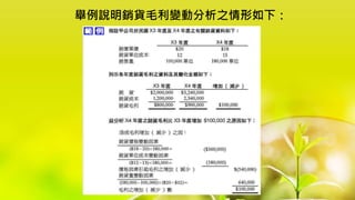舉例說明銷貨毛利變動分析之情形如下：
 