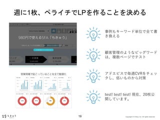 Copyright ? Chikyu Inc. All rights reserved.19
L1öڥ饤LP뤳ȤQ
͹Τ褦ʥӥå`
ϡ}ک`ǥƥ
⥭``Ʌgλȫƕ
Q
ɥӥǚLCVR
ͤΤ錝
test! test! test! Fڡ20ö
_Ƥޤ
 