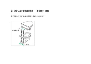 ２）パナソニック製品の場合 取り付け、交換
取り外した穴に本体を固定し取り付けます。
 