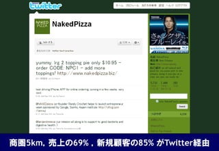 商圏5km，売上の69% ，新規顧客の85% がTwitter経由
 