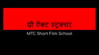 थ्री ऍक्ट स्ट्रक्चर
MTC Short Film School
 