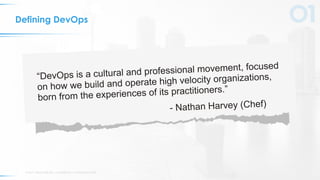 © 2017 VERACODE INC. ACQUIRED BY CA TECHNOLOGIES3
Defining DevOps
“DevOps is a cultural and professional movement, focused
on how we build and operate high velocity organizations,
born from the experiences of its practitioners.”
- Nathan Harvey (Chef)
 