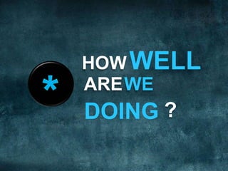 HOW
AREWE
WELL
DOING ?
 