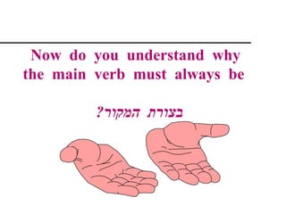 Now do you understand why
the main verb must always be

         ?‫בצורת המקור‬
 