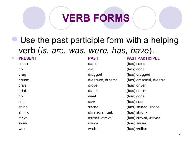 3 form of verb come