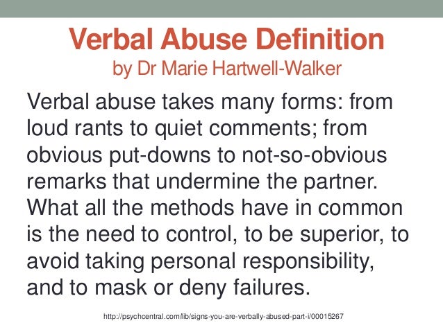 verbal abuse and the