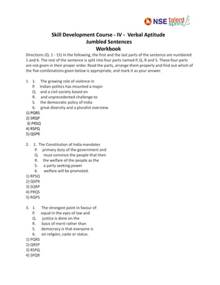 Verbal Aptitude Notes - Internal secoond | PDF