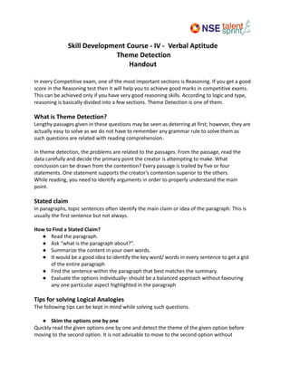Verbal Aptitude Notes - Internal secoond | PDF