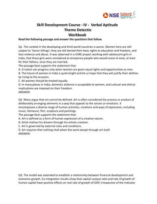 Verbal Aptitude Notes - Internal secoond | PDF