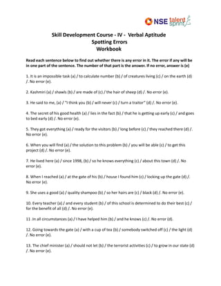 Verbal Aptitude Notes - Internal secoond | PDF