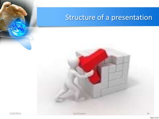 Structure of a presentation
3/20/2014 34Gull Zareen
 
