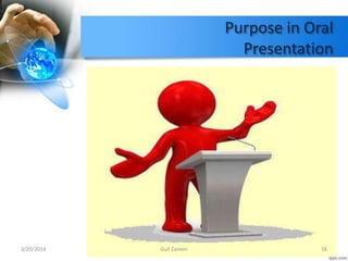 Purpose in Oral
Presentation
3/20/2014 16Gull Zareen
 