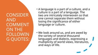 Language For Commenting The Interplay of Language, Culture, and Communication in Verbal ...