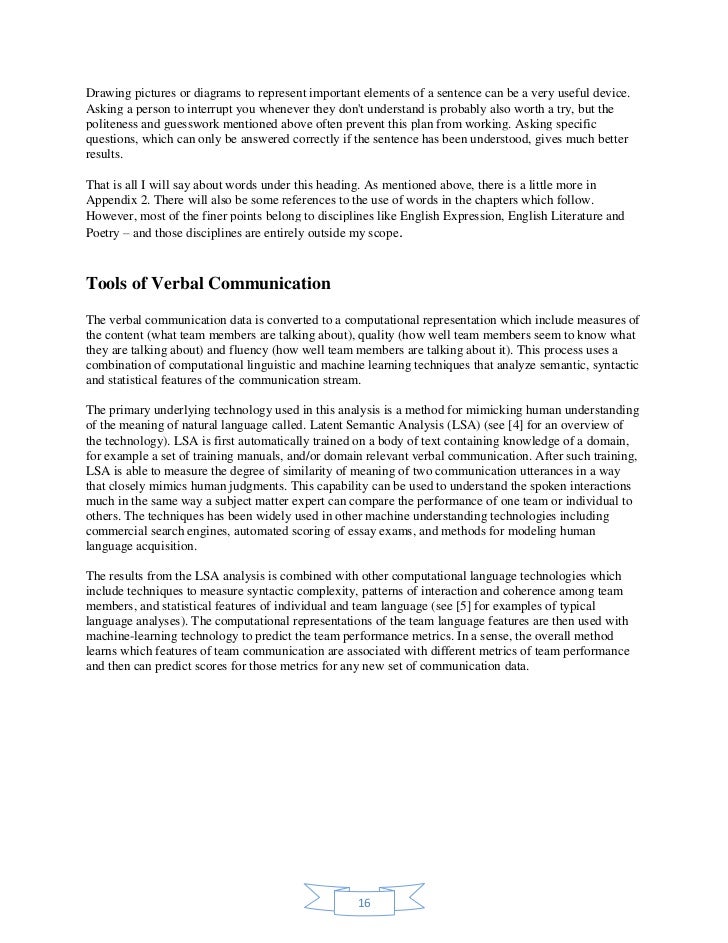 Verbal communication report