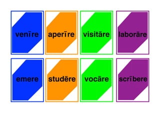 venīre aperīre visitāre laborāre
emere studēre vocāre scrībere
 