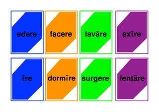 edere facere lavāre exīre
īre dormīre ientāresurgere
 