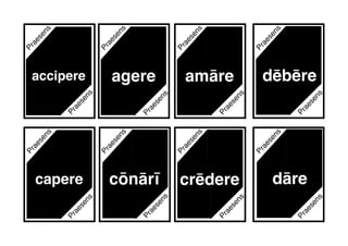 Praesens
Praesens
Praesens
Praesens
Praesens
Praesens
Praesens
Praesens
Praesens
amāre
capere cōnārī dāre
agere
Praesens
Praesens
Praesens
dēbēre
Praesens
Praesens
Praesens
accipere
crēdere
Praesens
 
