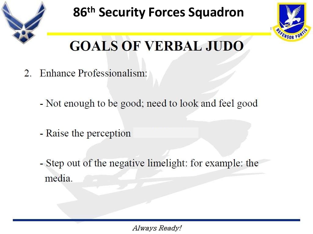 Verbal judo powerpoint slide