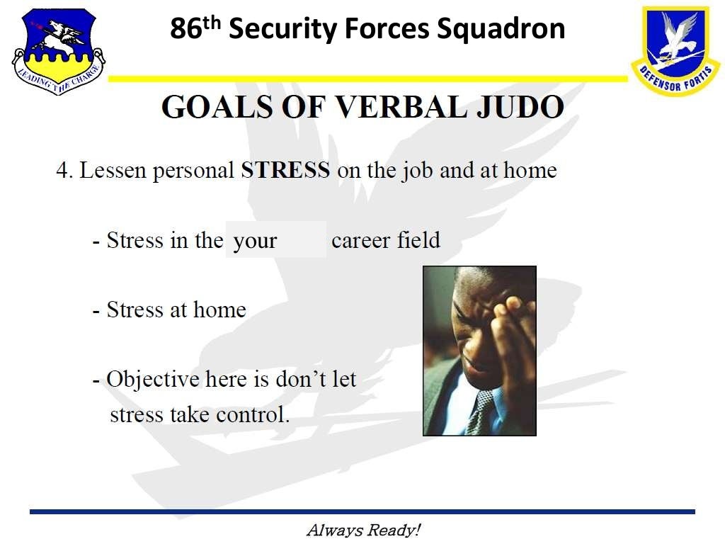 Verbal judo powerpoint slide