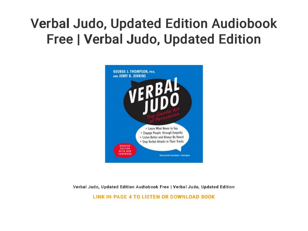 Verbal Judo... Updated Edition Audiobook Free Verbal Judo... Updated