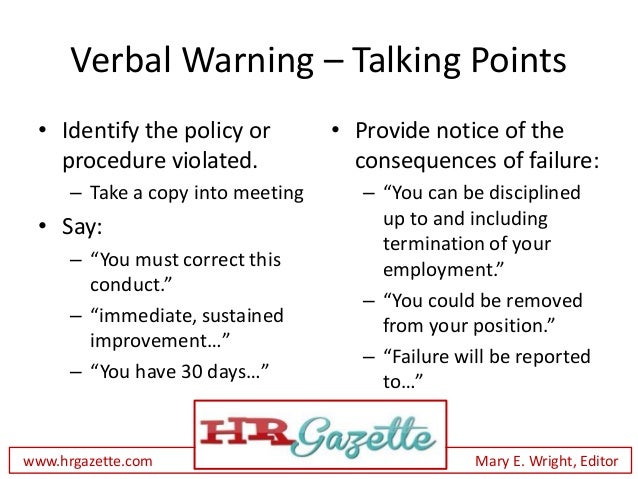 how to deliver a verbal warning to an employee plus talking points