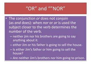Conjunctions Using Nor Verb and verbals | PPTX