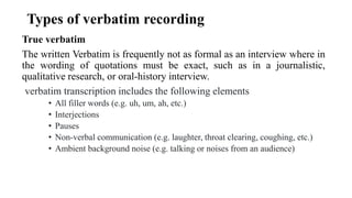 VERBATIM AND SUMMARY RECORDS IN CASE WORK Aswathy M V.pptx