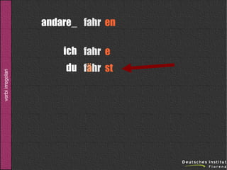 andare_ fahr en

verbi irregolari

ich fahr e
du fähr st

 