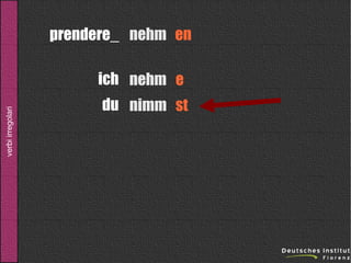 prendere_ nehm en

verbi irregolari

ich nehm e
du nimm st

 