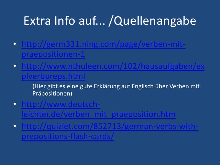 Verben Mit Prapositionen