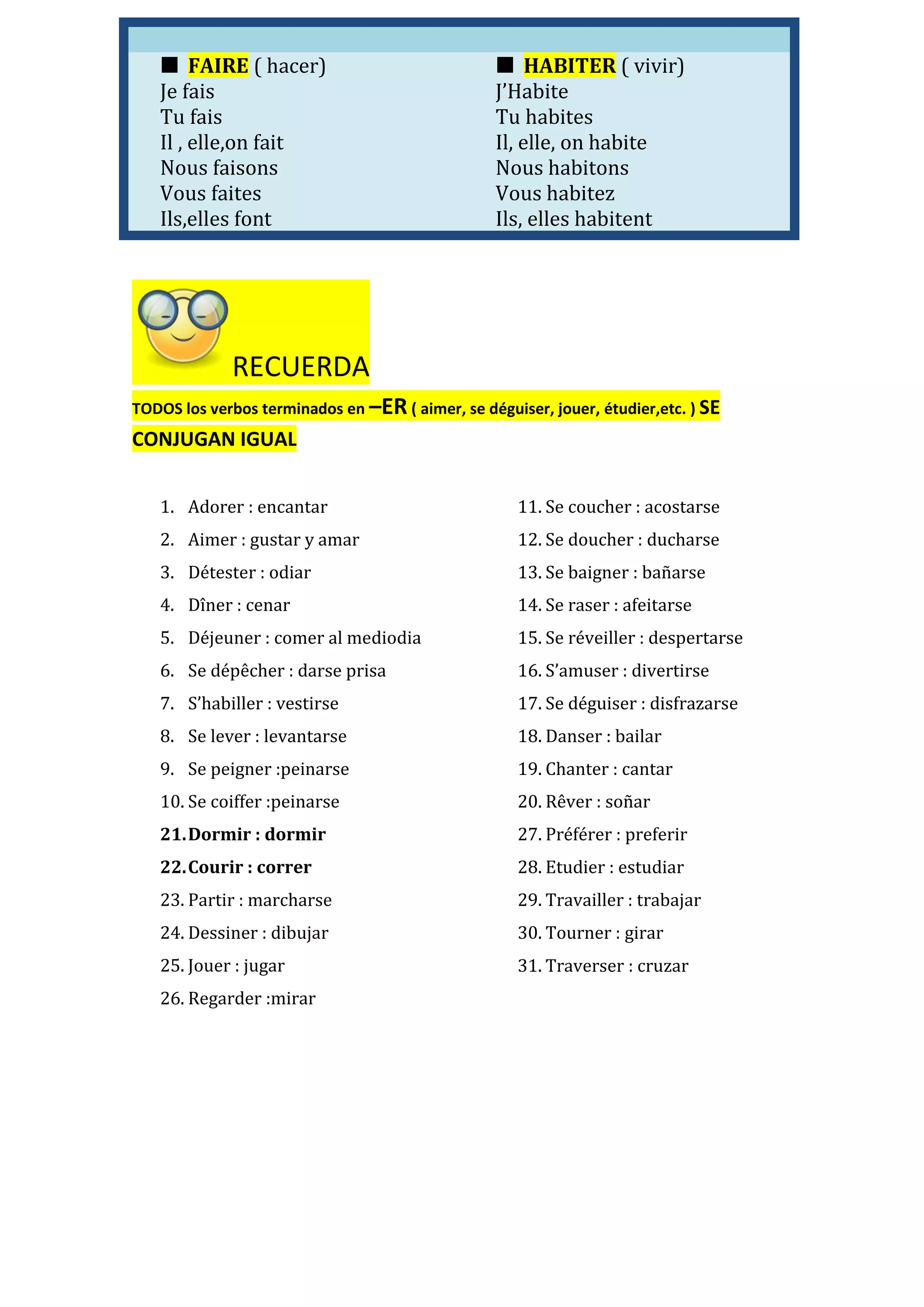 Conjugaison Du Verbe Acostarse En Espagnol Verbes á étudier 1ºESO