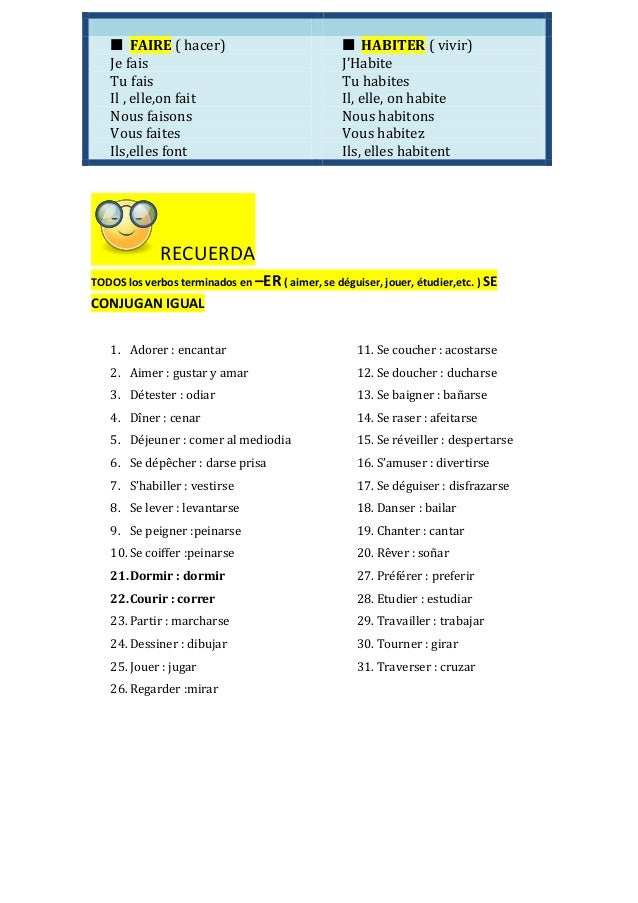 Conjugaison Du Verbe Cenar En Espagnol Verbes á étudier 1ºESO
