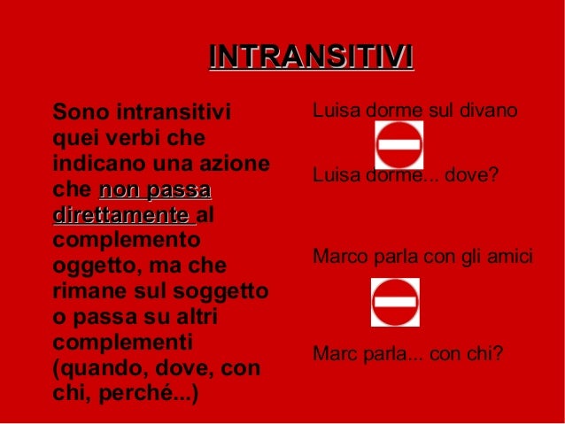 Verbi transitivi e intransitivi