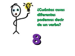 ¿Cuántas cosas¿Cuántas cosas
diferentesdiferentes
podemos decirpodemos decir
de un verbo?de un verbo?
88
 