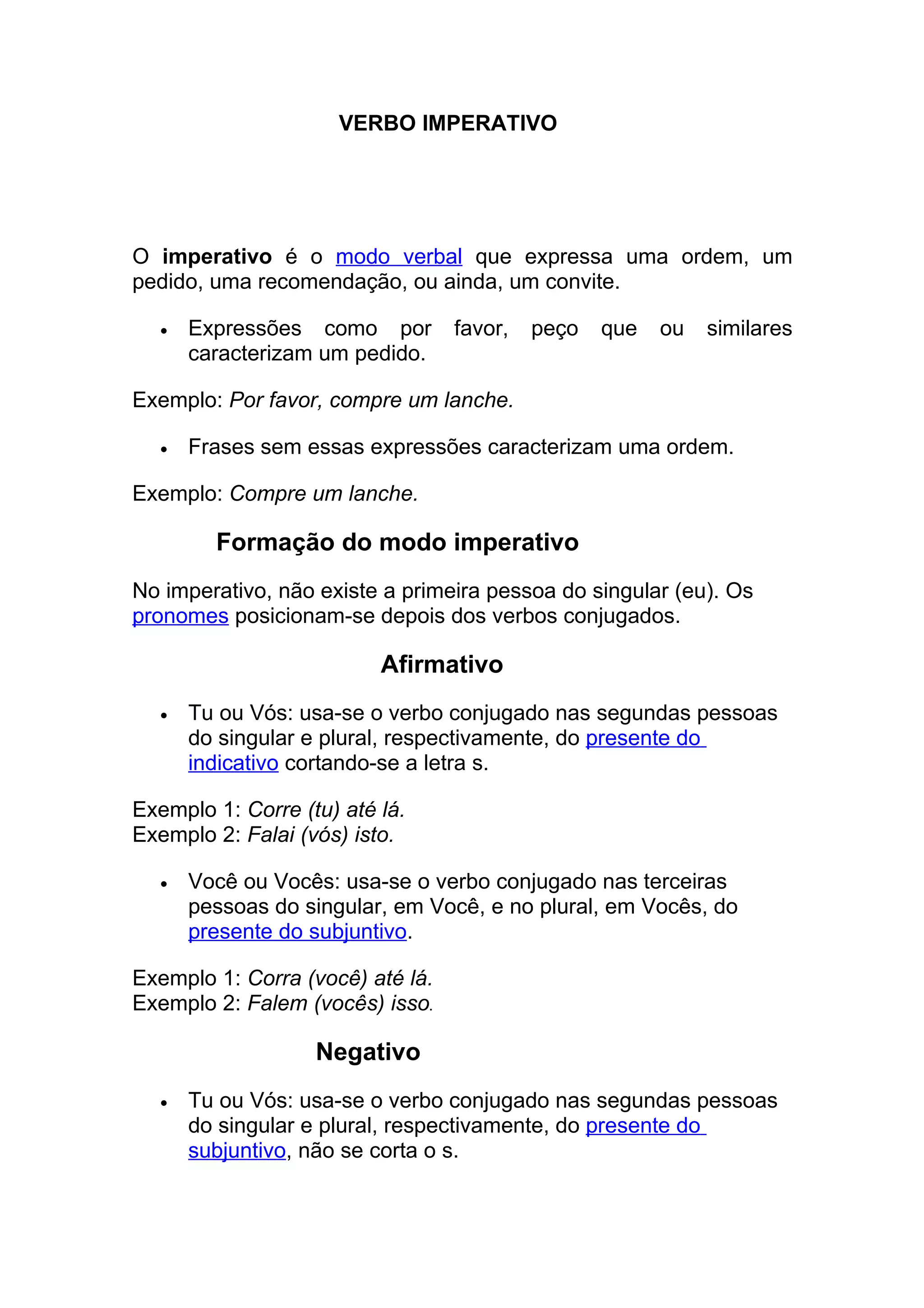 Verbo imperativo | DOC