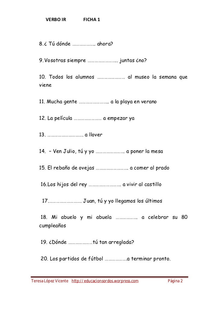 El Verbo Ir Worksheet