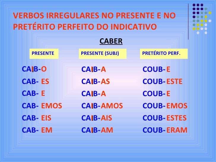 Verbos Irregulares Espanhol Presente Do Indicativo Como Aumentar O