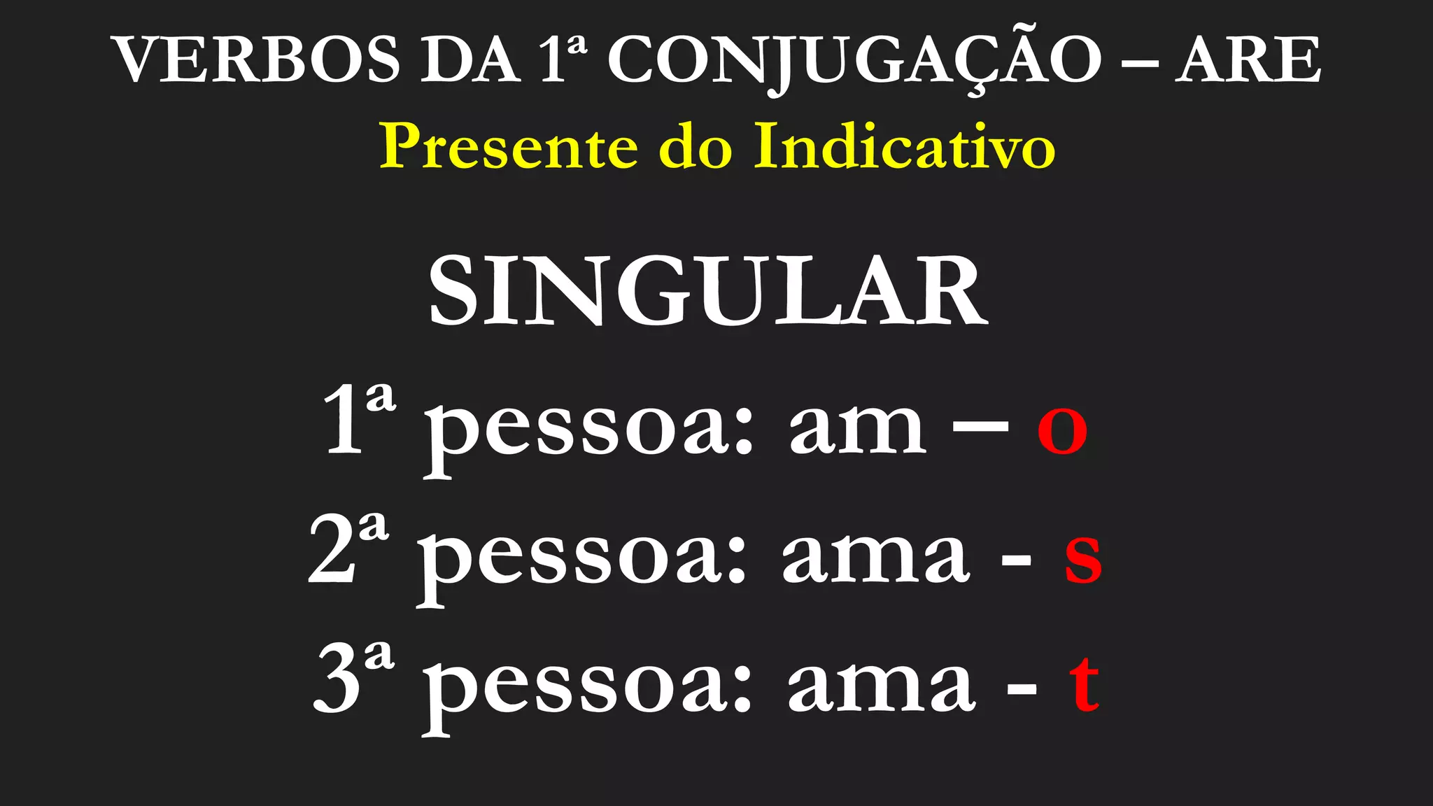 Verbos 1ª Conjugação - presente do Indicativo.pptx