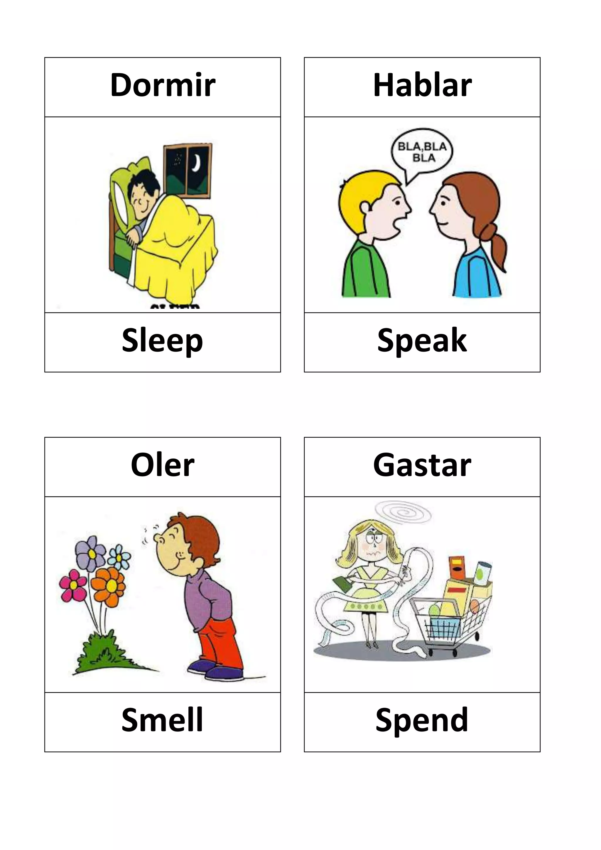 Verbos en ingles con dibujos | PDF
