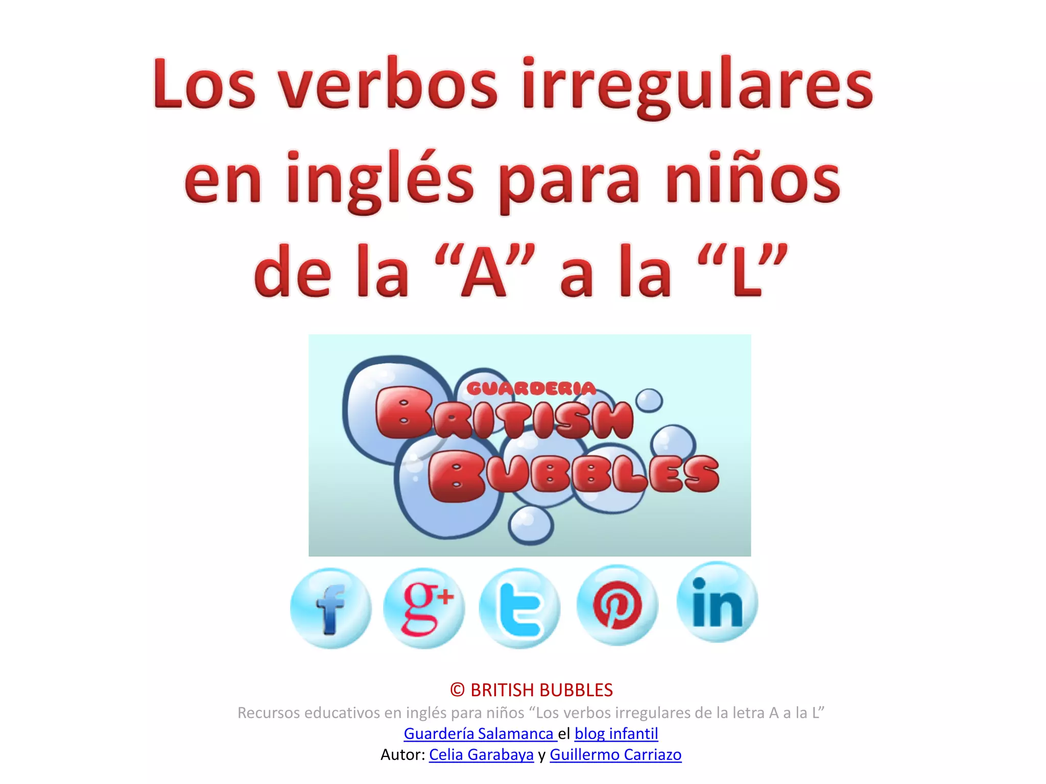 Los verbos irregulares en inglés para niños | PDF