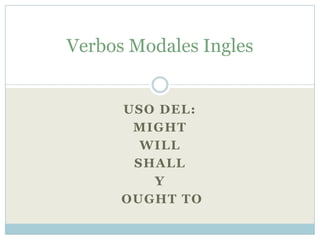USO DEL:
MIGHT
WILL
SHALL
Y
OUGHT TO
Verbos Modales Ingles
 