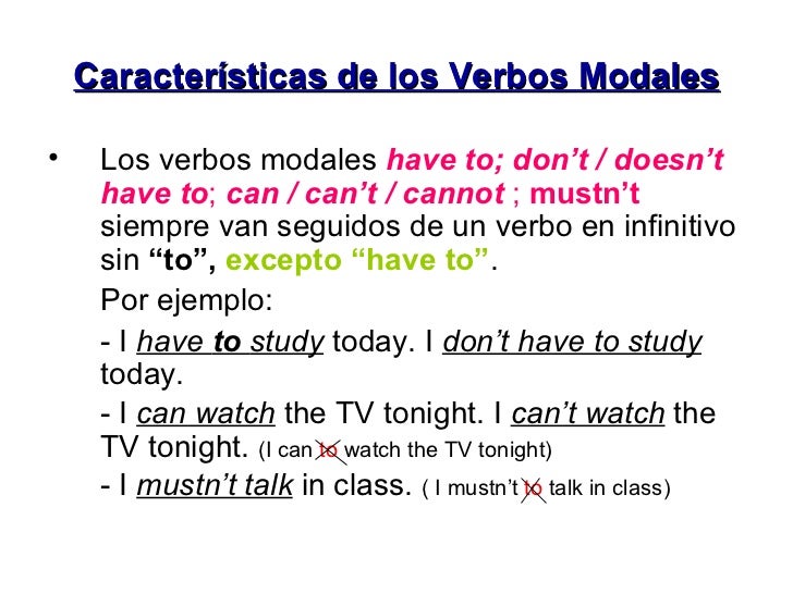 Verbos modales (permiso, prohibición y obligación)