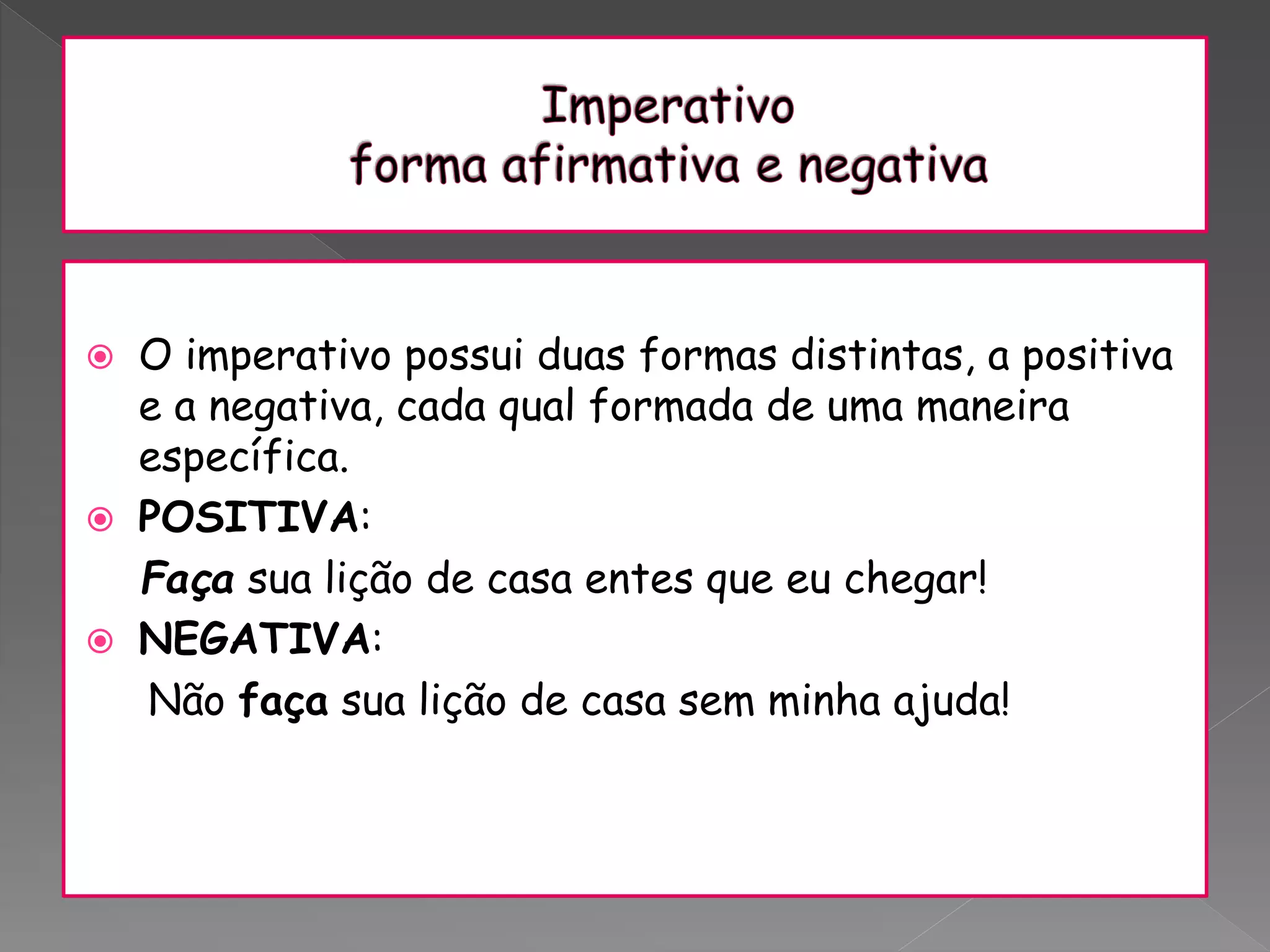 Verbos no modo imperativo | PPTX