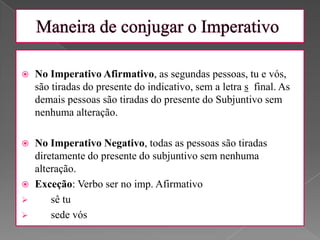 Verbos no modo imperativo apresentação | PPTX