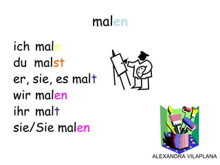 ich male
du malst
er, sie, es malt
wir malen
ihr malt
sie/Sie malen
malen
ALEXANDRA VILAPLANA
 