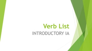 Verb List
INTRODUCTORY IA
 