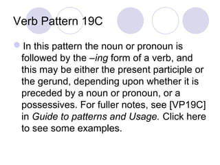 Verb Pattern Note Verb patterns | PPT