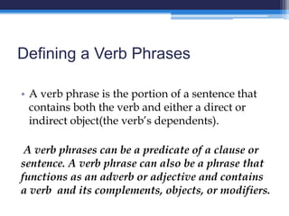 Verb phrase definition deals