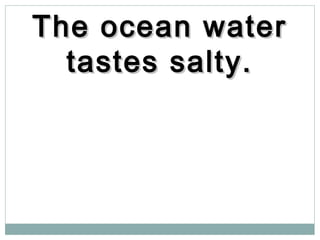 The ocean waterThe ocean water
tastes salty.tastes salty.
 